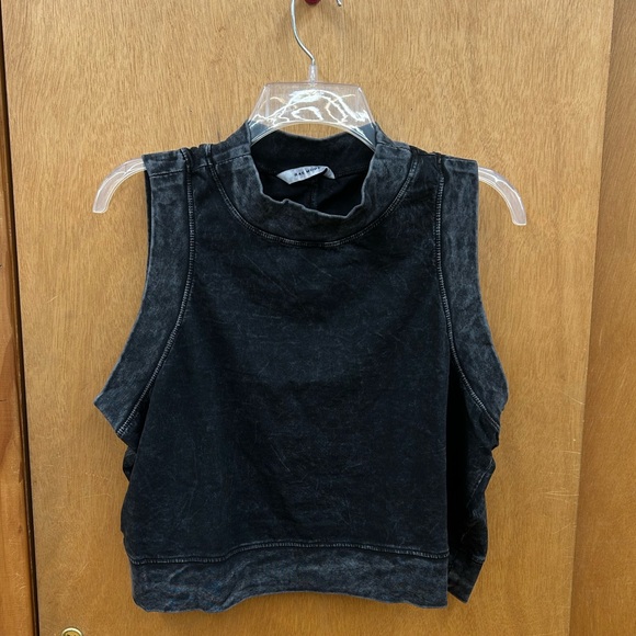 New Rae Mode Cropped Cotton Mineral Washed Sleeveless Top in Black in Sz Large - Picture 4 of 8